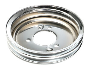 CRANKSHAFT Pulley; 2 Groove; CHEVROLET 396-454; SHORT Water Pump-CHROME