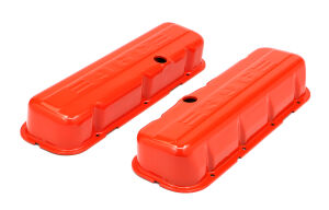 CHEVY 396 LOGO TALL ORANGE POWDER COATED VALVE COVERS- Clearance