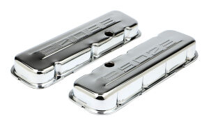 502 C.I.D. Logo Design Valve Covers; SHORT; 1965-2000 BB Chevy 502-CHROME