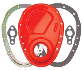 CHEVY ORANGE 2-Piece Timing Chain Cover Set- SB Chevy V8 (not for LT1)