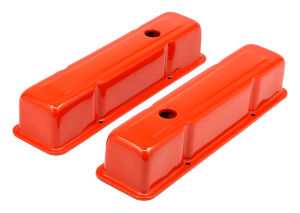 CHEVY 283-400 TALL ORANGE POWDER COATED BAFFLED VALVE COVERS